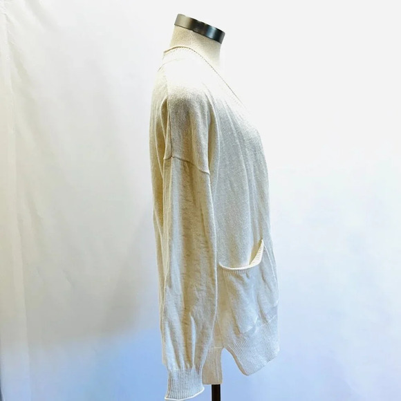 MADEWELL Women Long Sleeve Open Front Pockets Beige Cardigan Sweater Size Small - Picture 6 of 11